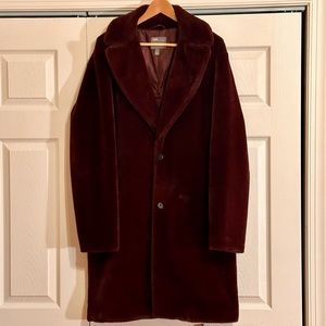 Burgundy Faux Fur Overcoat